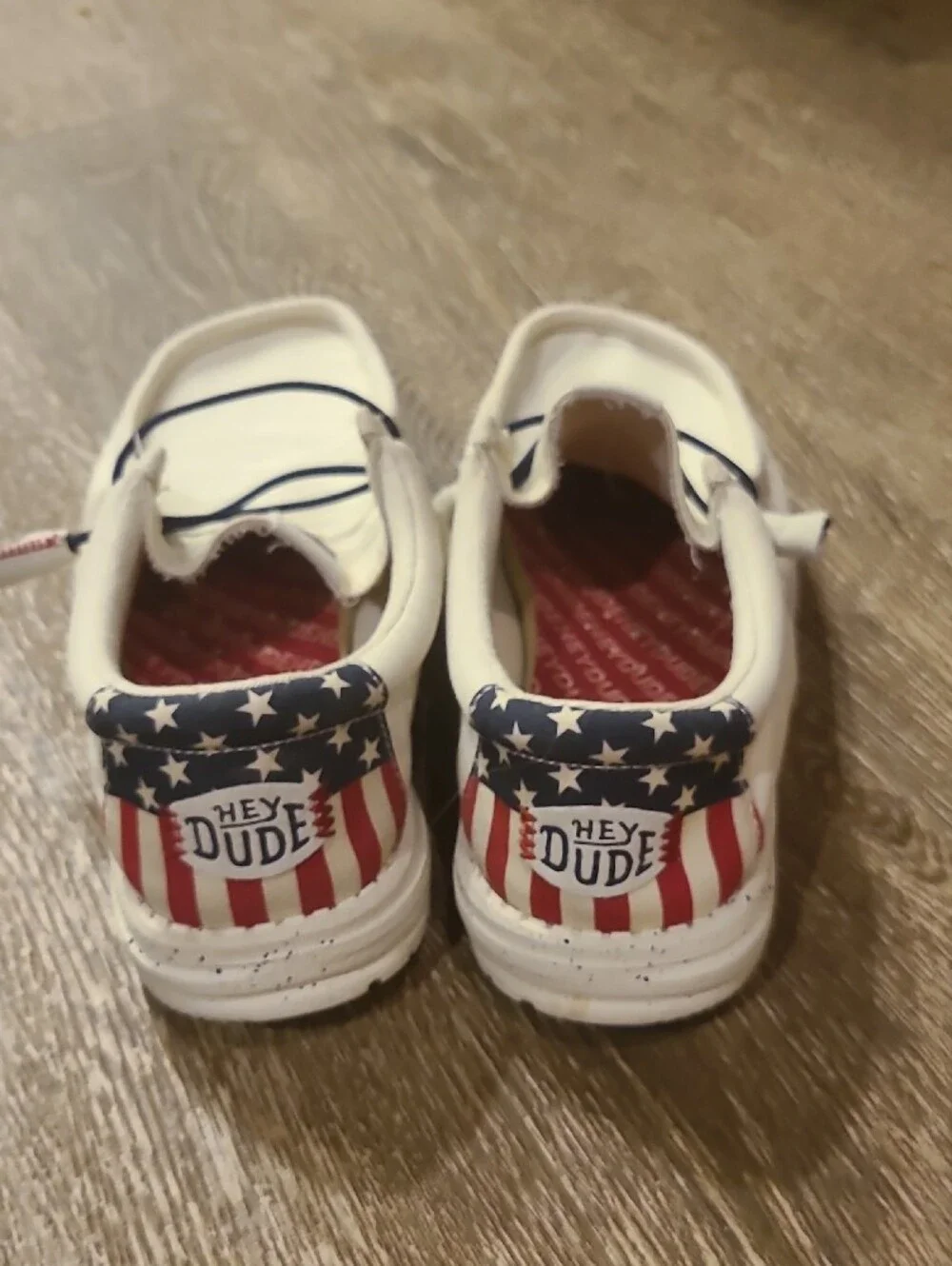 Hey Dude White Canvas Loafers with Navy Laces